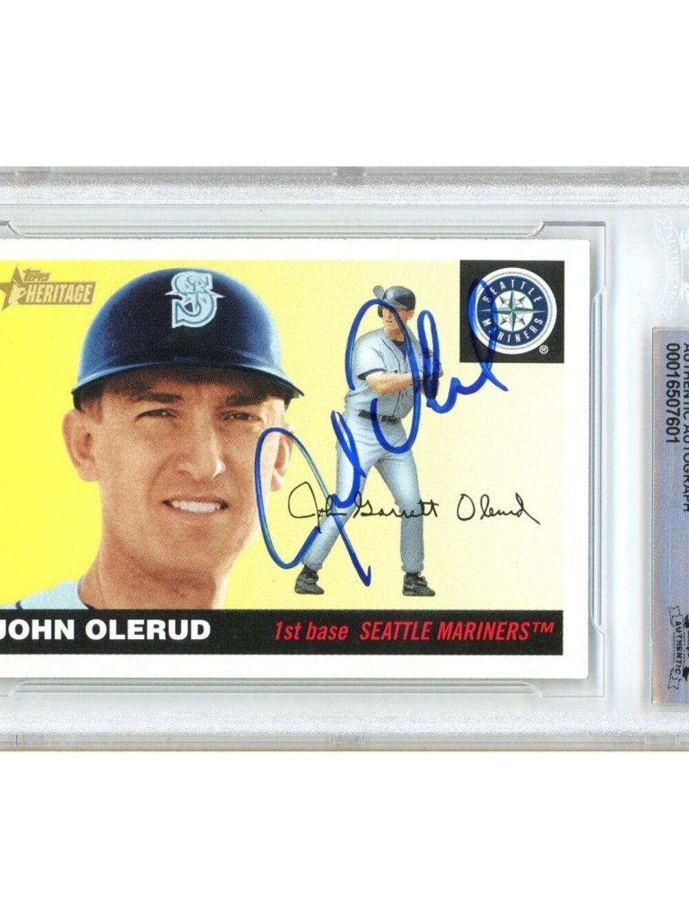 John Olerud Signed 2004 Topps Heritage #116 Seattle Mariners BAS Slab Auto MLB